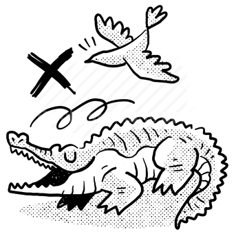 animal, crocodile, alligator, bird, nature, xmark